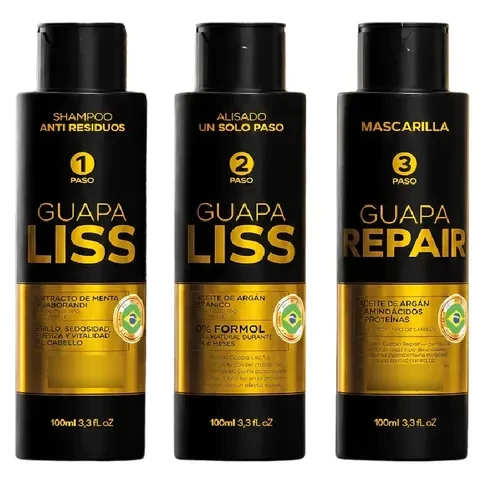 Kit Alisado Guapa Liss En 3 Tres Pasos (Sin Formol)